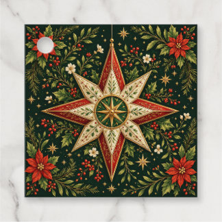 Vintage julstjärna Poinsettia Jullyrka Gåvor Etiketter