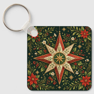 Vintage julstjärna Poinsettia Jullyrka Nyckelring