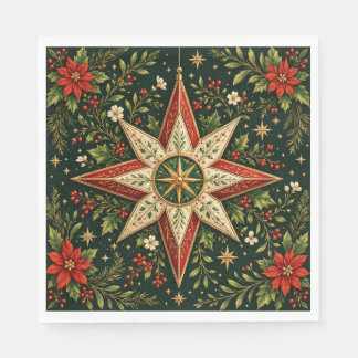 Vintage julstjärna Poinsettia Julrosor Pappersservett