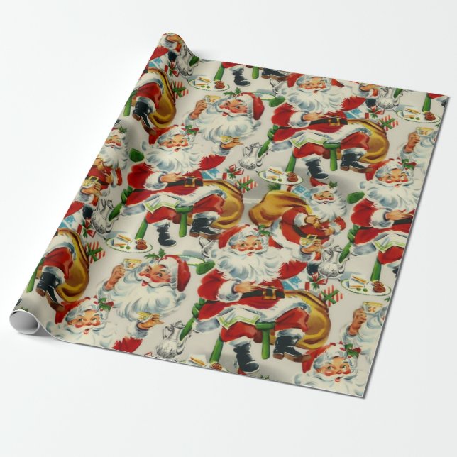 Vintage julte med Tomte Presentpapper (Utrullad)