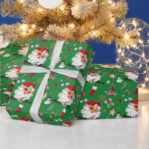 Vintage jultema för jultomte Grönten Presentpapper