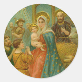 Vintage jultomativitetscen runt klistermärke