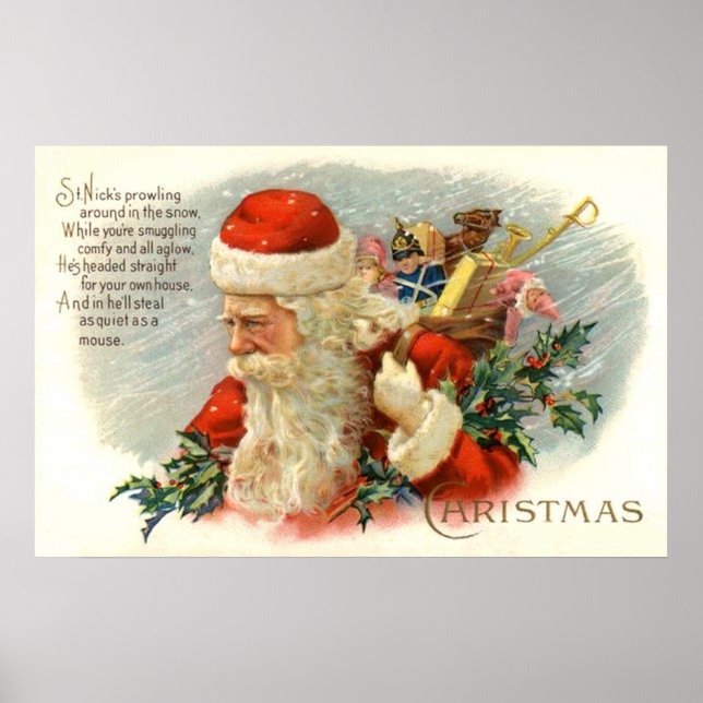 Vintage jultomdekaner dikt poster (Framsidan)