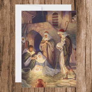 Vintage-jultomhet, 3 Shepherds och Jesus Inbjudningar