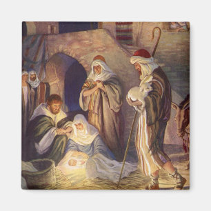 Vintage-jultomhet, 3 Shepherds och Jesus Magnet