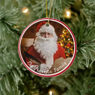 Vintage jultomte-familjen julgransprydnad keramik