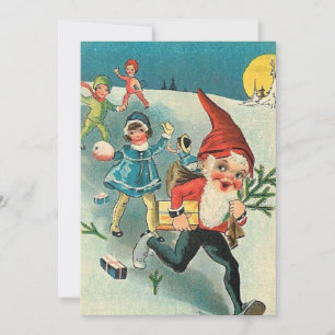 Vintage jultomte från barn julkort