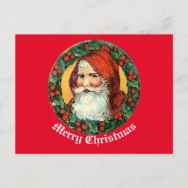 Vintage jultomte i vykort för krans