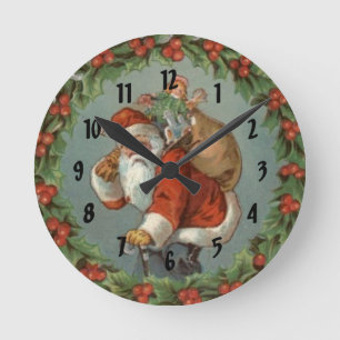 Vintage jultomte numrerad väggklocka