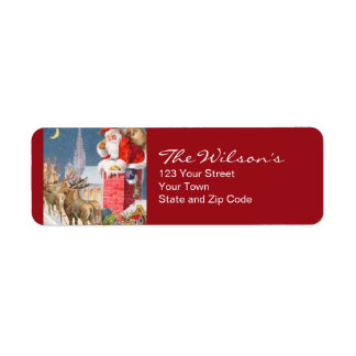 Vintage jultomte Returetiketter Returadress Etikett