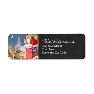 Vintage jultomte Returetiketter Returadress Etikett