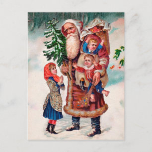 Vintage jultomte - vykort för barn
