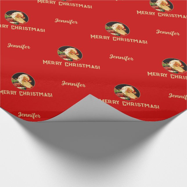 Vintage Jultomten Anpassat namn - julklapp Presentpapper (Hörn)