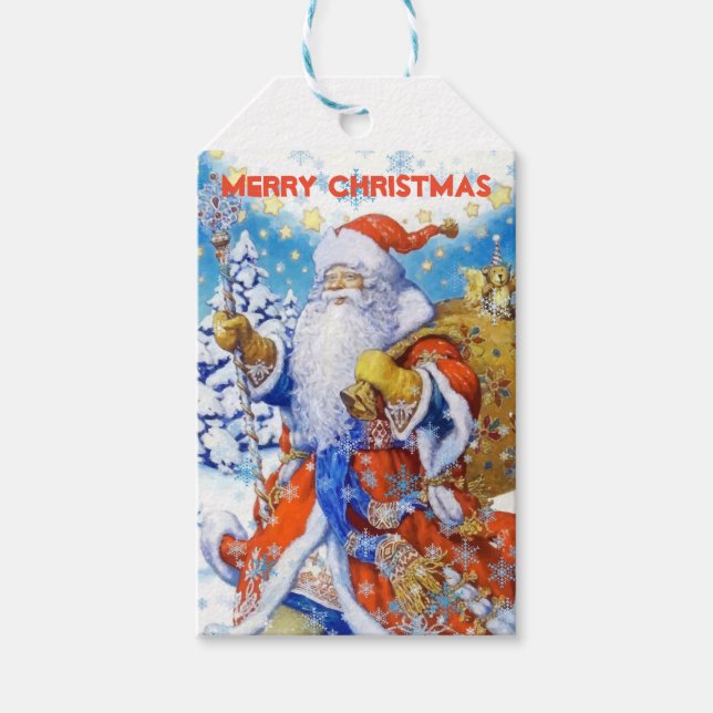 Vintage Jultomten Anpassningsbar God jul Presentetikett (Framsidan)