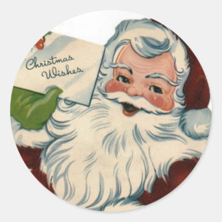 Vintage Jultomten Ansikte-gåvor Runt Klistermärke
