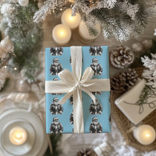 Vintage Jultomten Baby blue Presentpapper