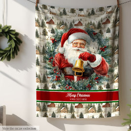 Vintage Jultomten Blanket med eget namn Fleecefilt