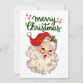 Vintage Jultomten God jul holly Tack Kort