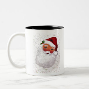 Vintage Jultomten God jul jolly Ansikte Två-Tonad Mugg