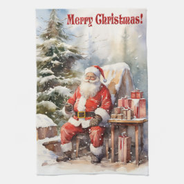 Vintage Jultomten God jul Kitchen Towel Kökshandduk