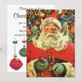 Vintage Jultomten i Sleigh-julen Party Inbjudningar