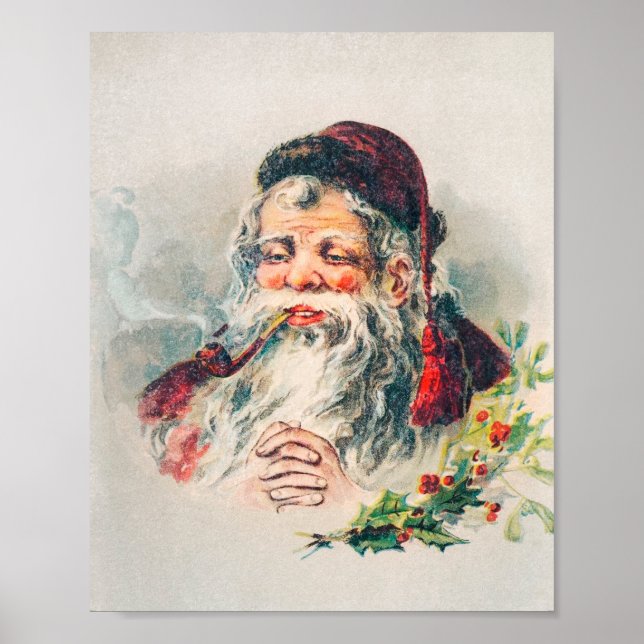 Vintage Jultomten Illustration-Helgdag Poster (Framsidan)