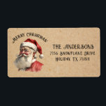 Vintage Jultomten jul - adressetikett Fraktsedel<br><div class="desc">Deportera din julpost med den här Vintagen Jultomten julreturadressetiketten. Bakgrunden har en papper struktur. Anpassa det till adress. Designad av Blackberry Boulevard.</div>