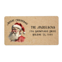 Vintage Jultomten jul - adressetikett