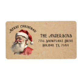 Vintage Jultomten jul - adressetikett Fraktsedel