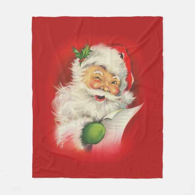 Vintage Jultomten jul Fleecefilt (Framsidan)