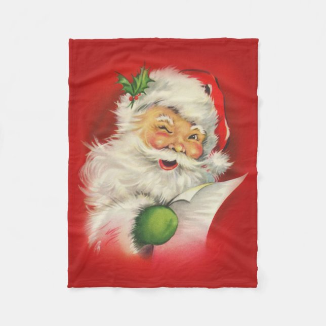 Vintage Jultomten jul Fleecefilt (Framsidan)