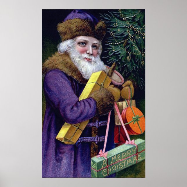 Vintage Jultomten -  jul Poster Skriv ut (Framsidan)