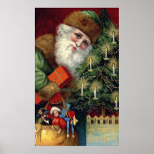 Vintage Jultomten -  jul Poster Skriv ut