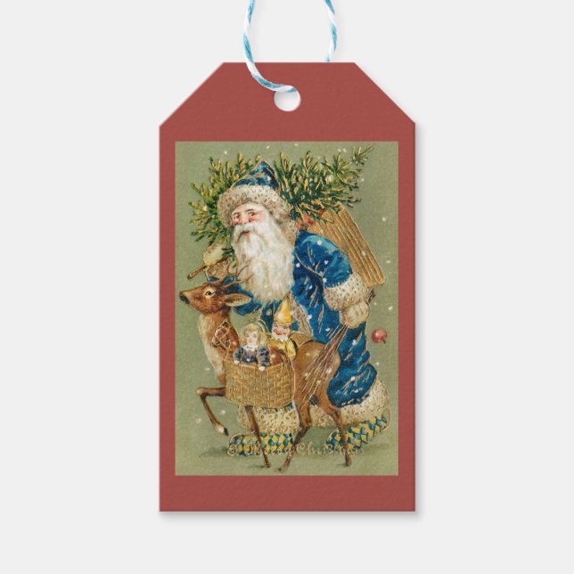 Vintage Jultomten jul Presentetikett (Framsidan)