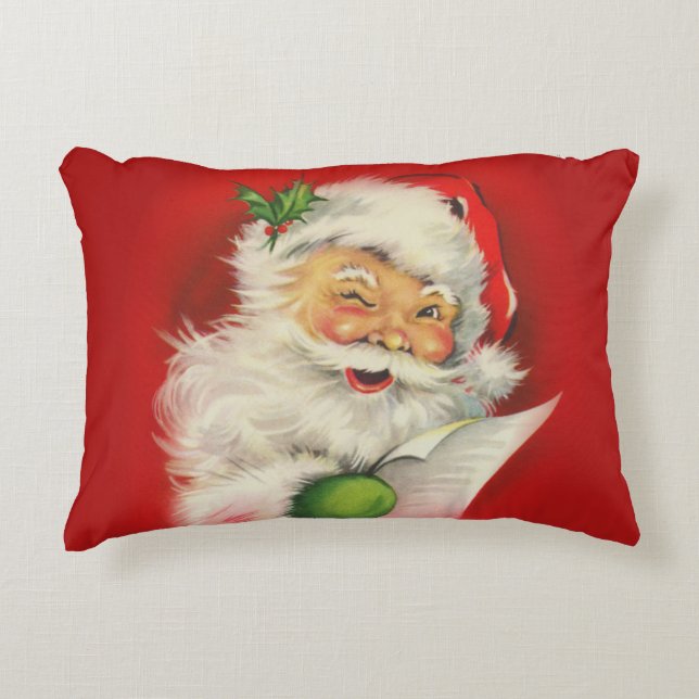 Vintage Jultomten jul Prydnadskudde (Framsidan)