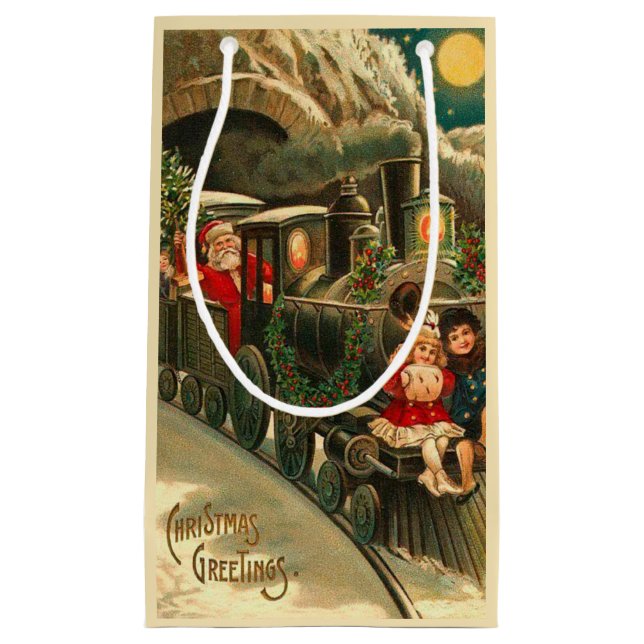 Vintage Jultomten jul Tåg (Framsidan)