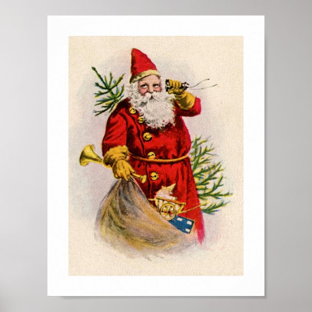 Vintage Jultomten-julen Poster (Framsidan)
