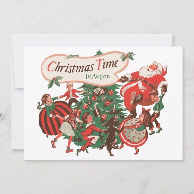 Vintage Jultomten julfest - inbjudan (Framsida)