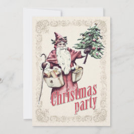 Vintage Jultomten julfest inbjudan
