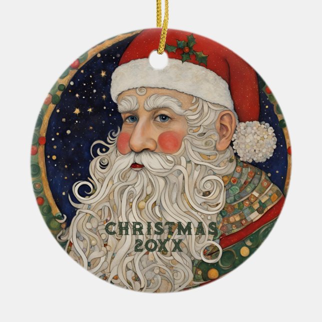 Vintage Jultomten Julgransprydnad Keramik (Framsidan)