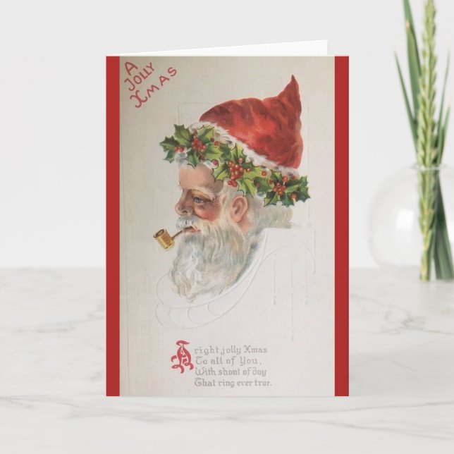 Vintage Jultomten julhälsningskort Helgkort (Framsida)