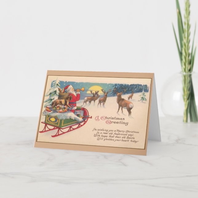 Vintage Jultomten julhälsningskort Helgkort (Framsida)