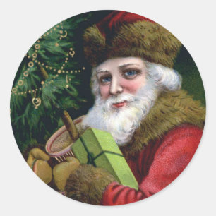 Vintage Jultomten julklackar Runt Klistermärke