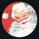 Vintage Jultomten julklistermärke Runt Klistermärke<br><div class="desc">Perfektens vintage-dekal för dina julkort. Försegla dina kuvert med lite Helgdag Cheer med den här vackra antika julen sälar.</div>