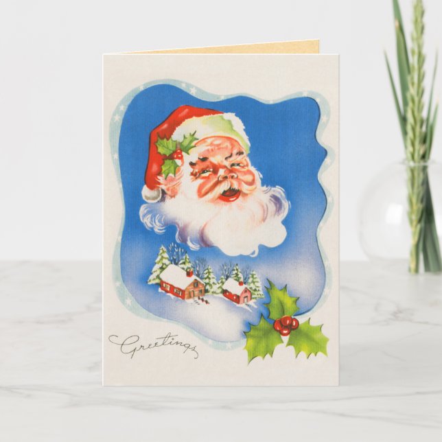Vintage Jultomten julkort Helgkort (Framsida)