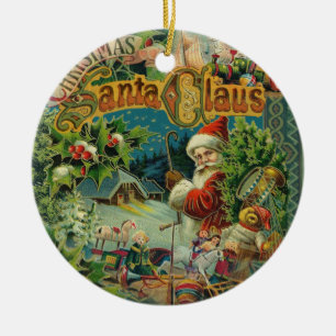 Vintage Jultomten julmålning Julgransprydnad Keramik