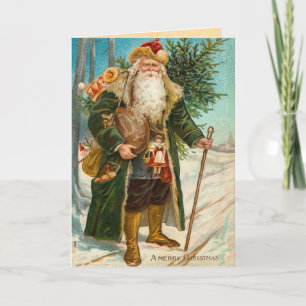 Vintage Jultomten-kort Helgkort