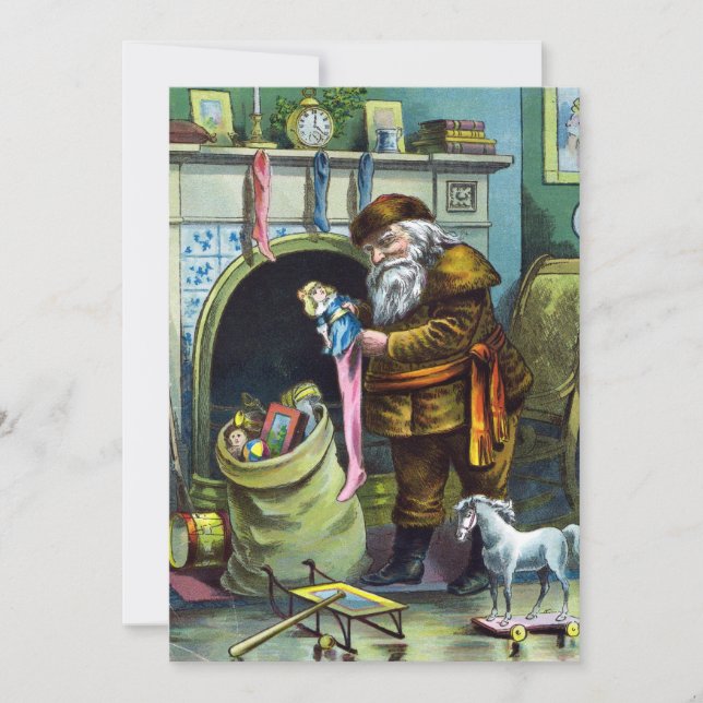 Vintage Jultomten Leksak, inbjudan till julfest (Framsida)