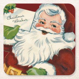 Vintage Jultomten levererar julklapp Önskemål Underlägg Papper Kvadrat