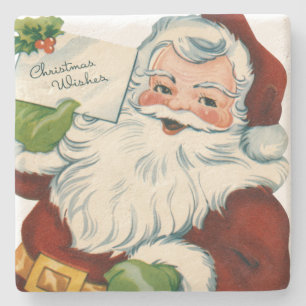 Vintage Jultomten levererar julklapp Önskemål Underlägg Sten